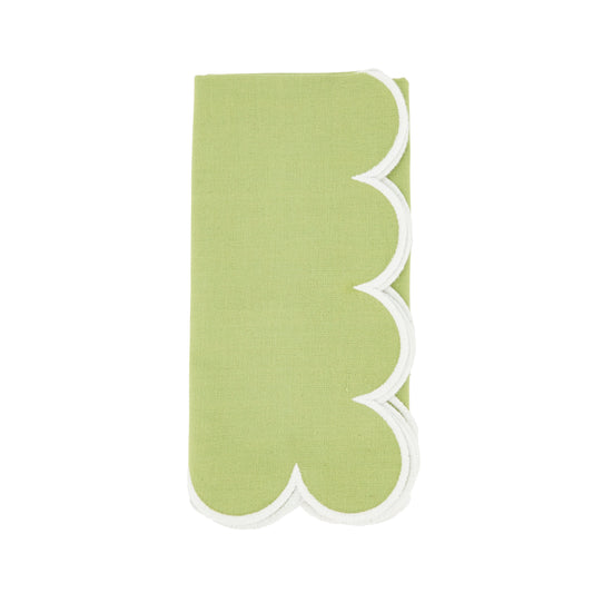 Kiwi Scalloped Napkins 100% cotton, 20 Inch Square (4 pcs.)