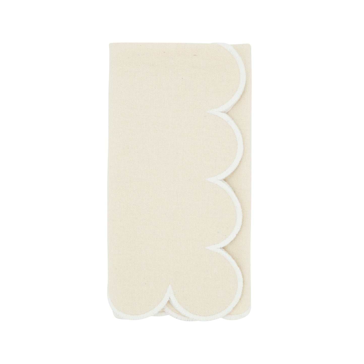 Natural Scalloped Napkins 100% cotton, 20 Inch Square (4 pcs.)