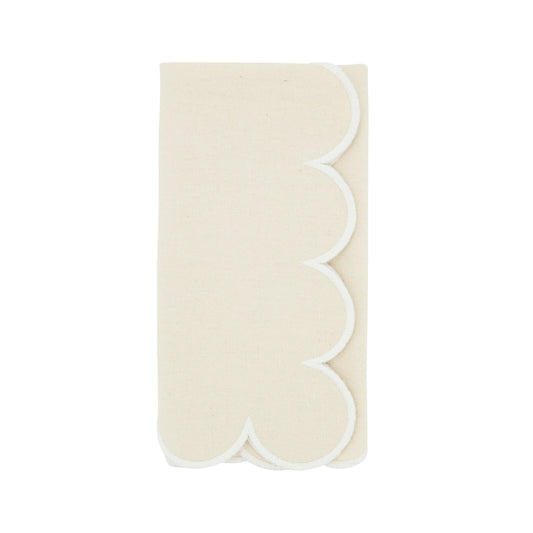 Natural Scalloped Napkins 100% cotton, 20 Inch Square (4 pcs.)