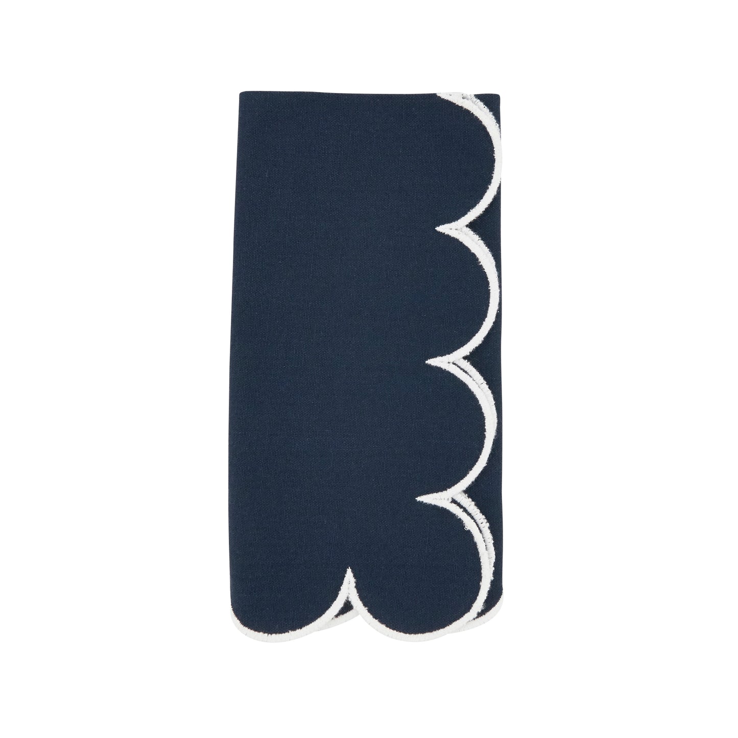 Navy Blue Scalloped Napkins 100% cotton, 20 Inch Square (4 pcs.)