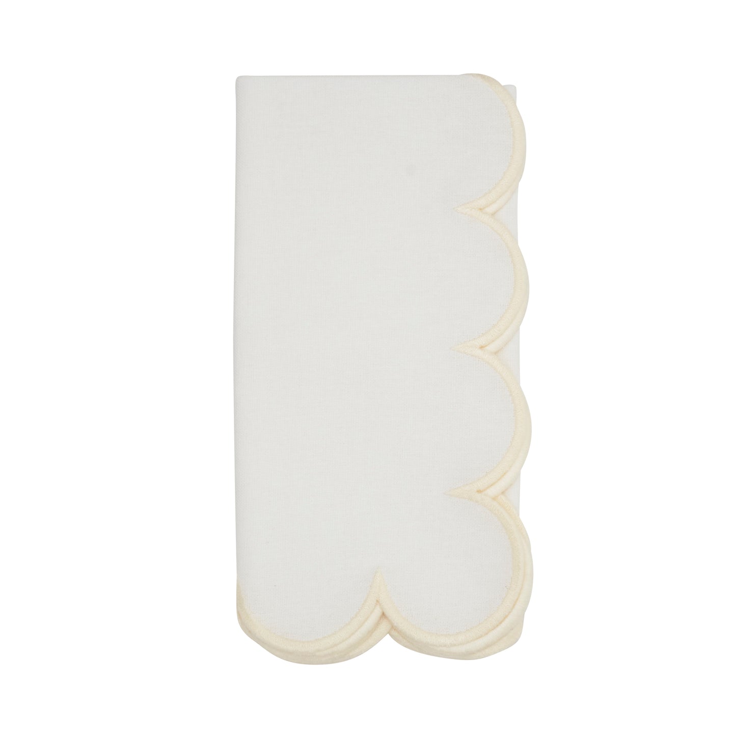 Natural/White Scalloped Napkins 100% cotton, 20 Inch Square (4 pcs.)