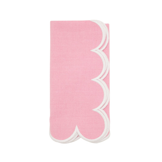 Pink Scalloped Napkins 100% cotton, 20 Inch Square (4 pcs.)