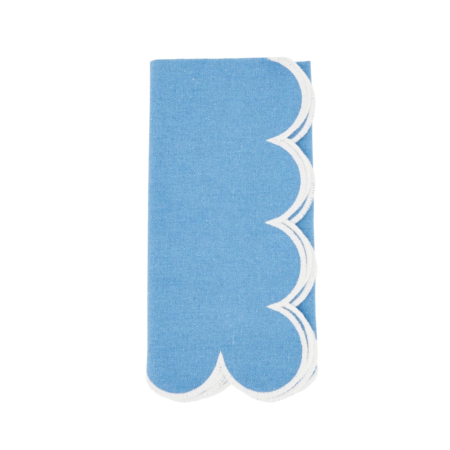 Periwinkle Blue Scalloped Napkins 100% cotton, 20 Inch Square (4 pcs.)
