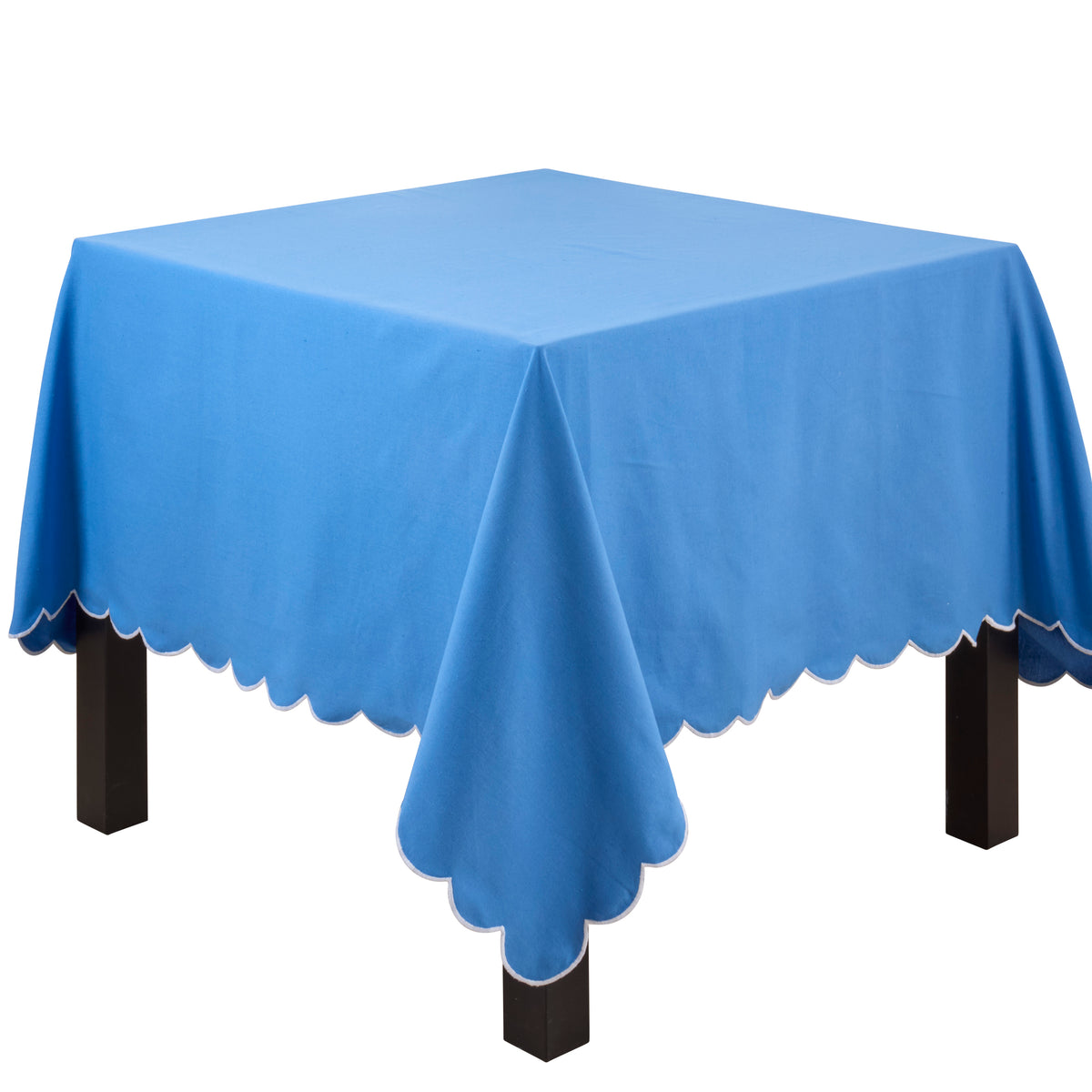 Periwinkle Blue  Scalloped Tablecloth  100% cotton