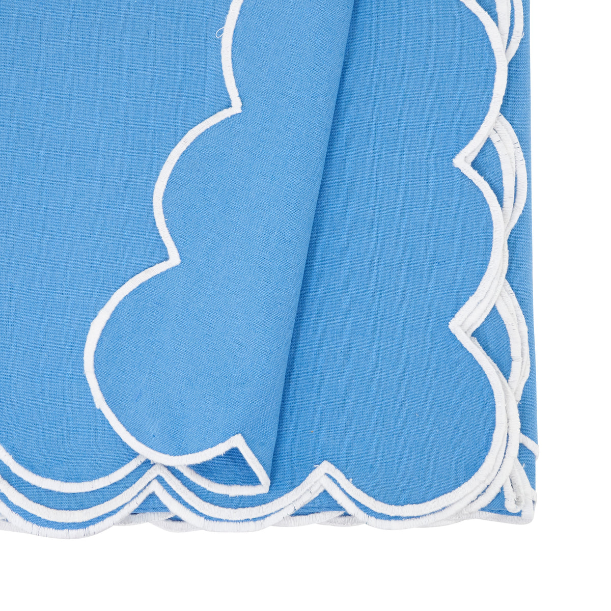 Periwinkle Blue  Scalloped Tablecloth  100% cotton