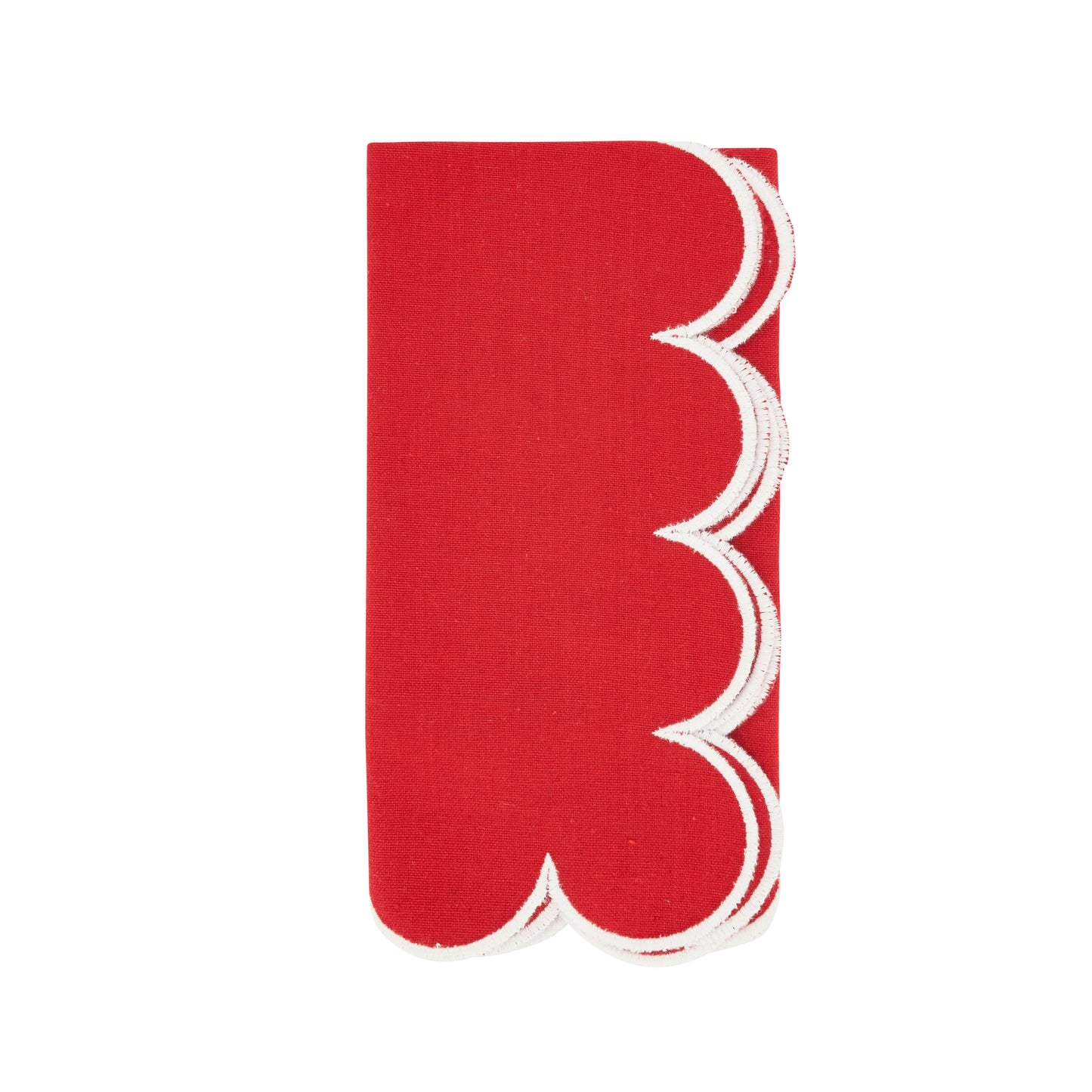 Red Scalloped Napkins 100% cotton, 20 Inch Square (4 pcs.)