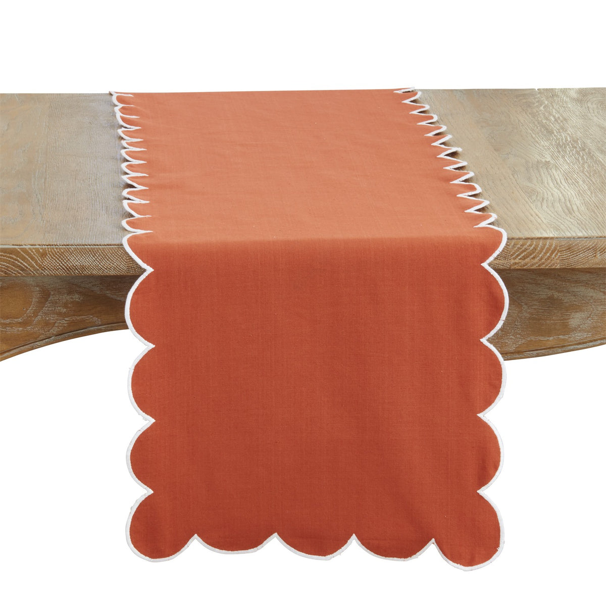 Everyday / All Season Rust Scalloped Table Runner, 100% cotton