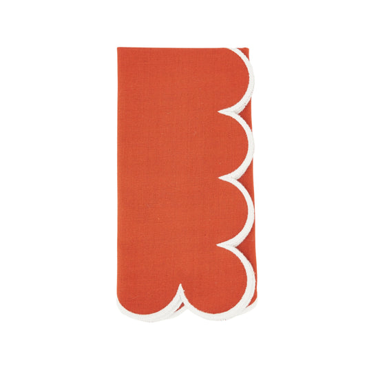 Rust Scalloped Napkins 100% cotton, 20 Inch Square (4 pcs.)