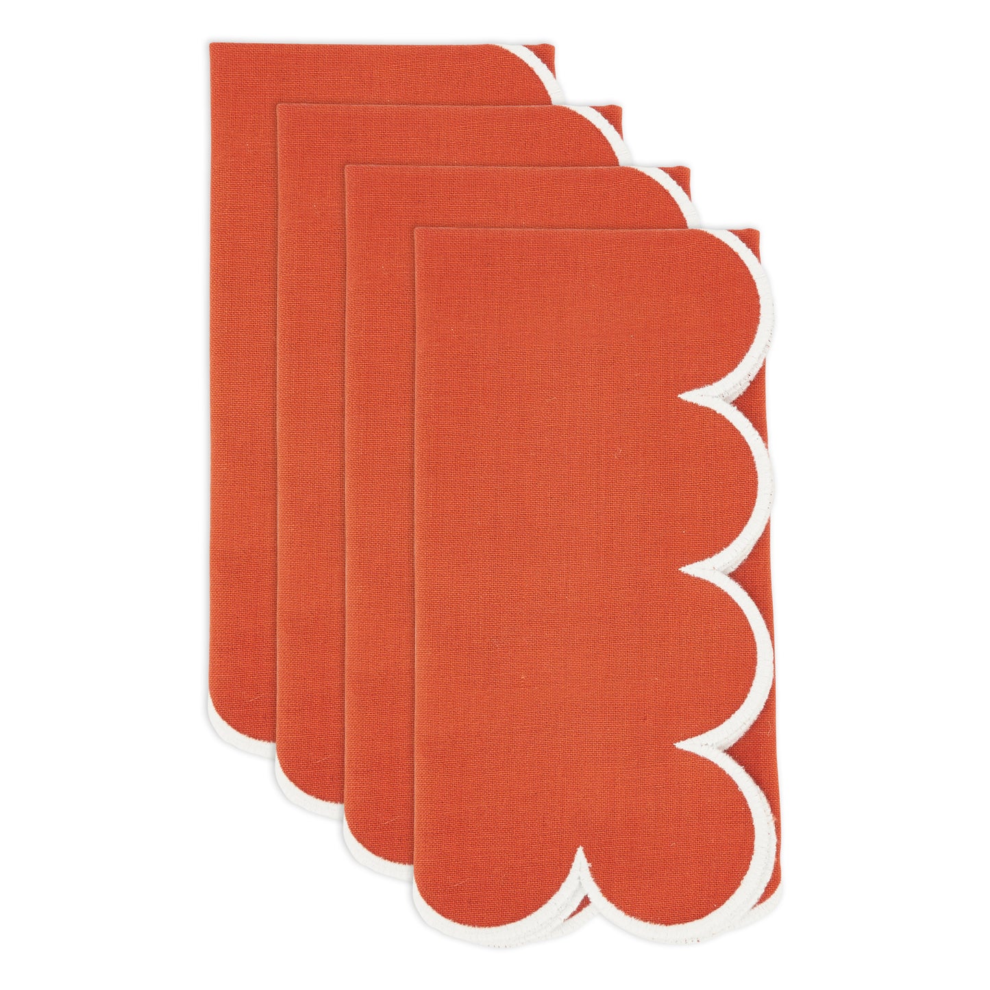 Rust Scalloped Napkins 100% cotton, 20 Inch Square (4 pcs.)
