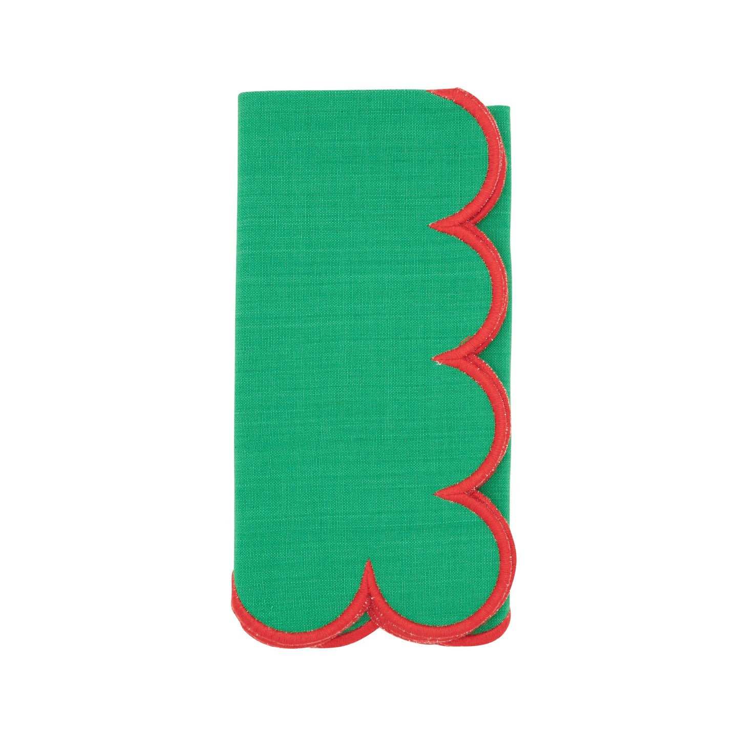 Green Scalloped Napkins 100% cotton, 20 Inch Square (4 pcs.)