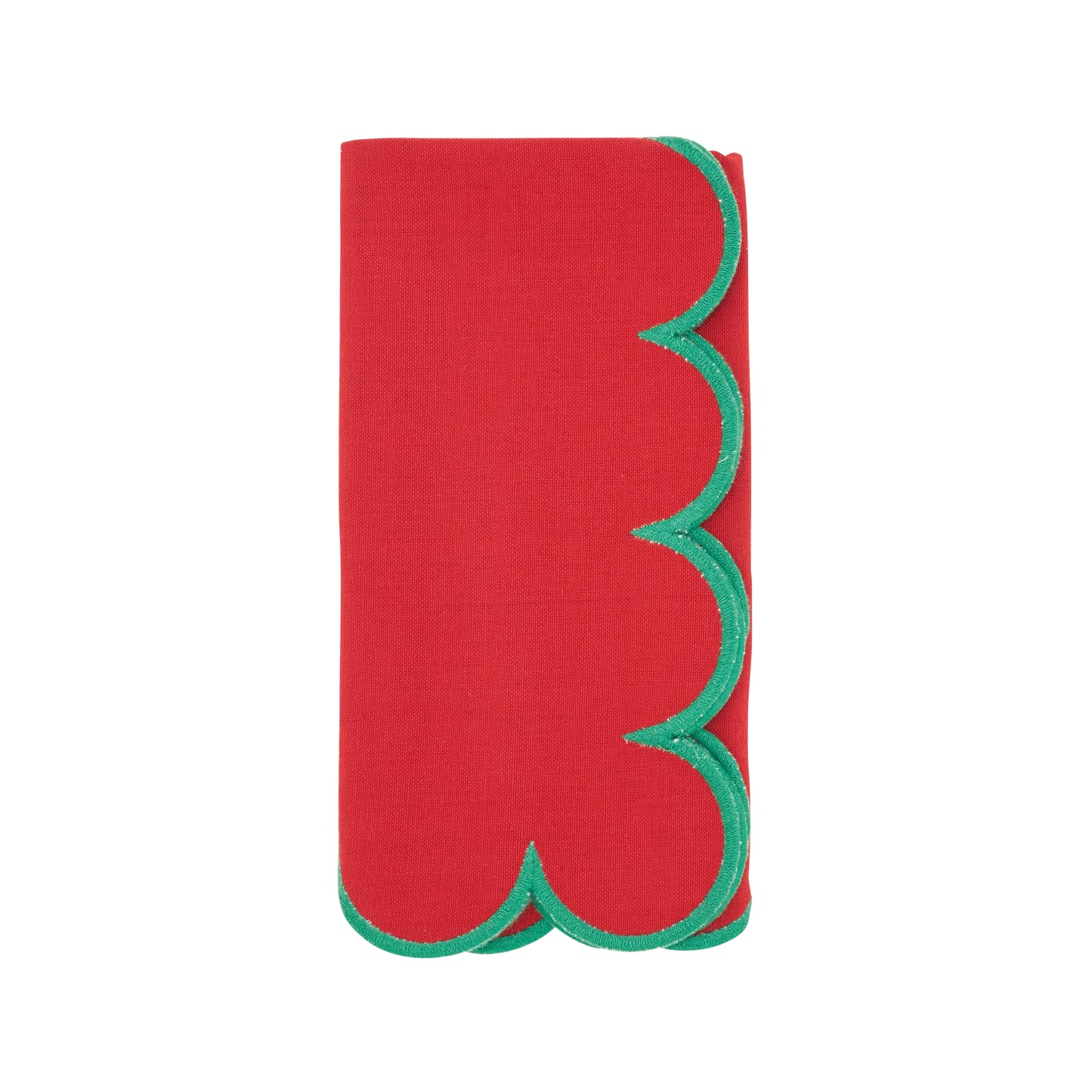 Red Scalloped Napkins 100% cotton, 20 Inch Square (4 pcs.)