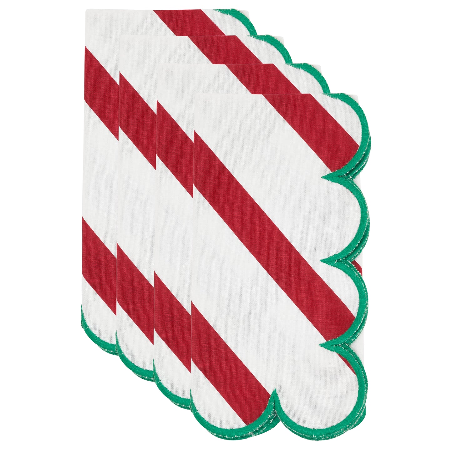Green Scalloped Napkins 100% cotton, 20 Inch Square (4 pcs.)