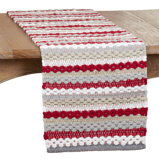 Everyday / All Season Multi Chunky Chindi Table Runner, 100% cotton