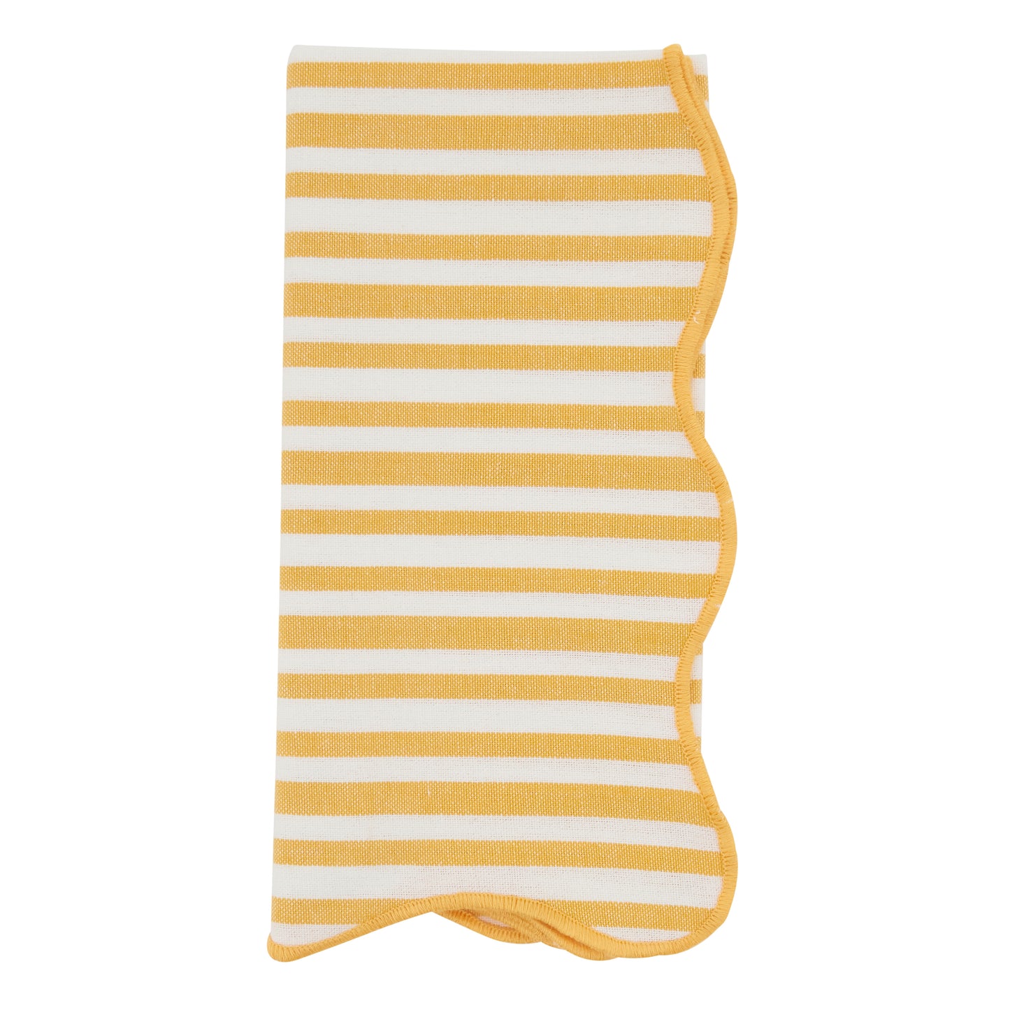 Yellow Scalloped Stripe Napkins 100% cotton, 20 Inch Square (4 pcs.)