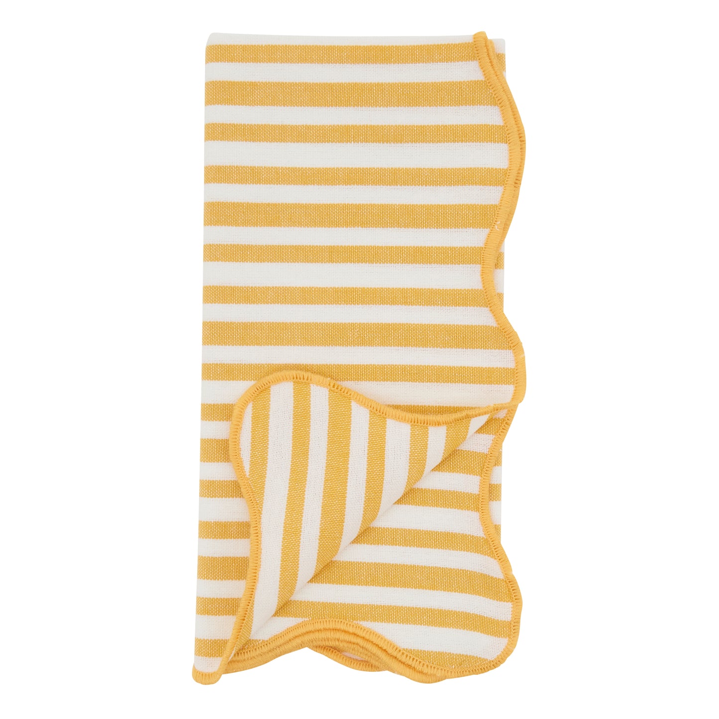 Yellow Scalloped Stripe Napkins 100% cotton, 20 Inch Square (4 pcs.)