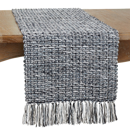 Everyday / All Season Navy Blue Woven Table Runner, 100% cotton
