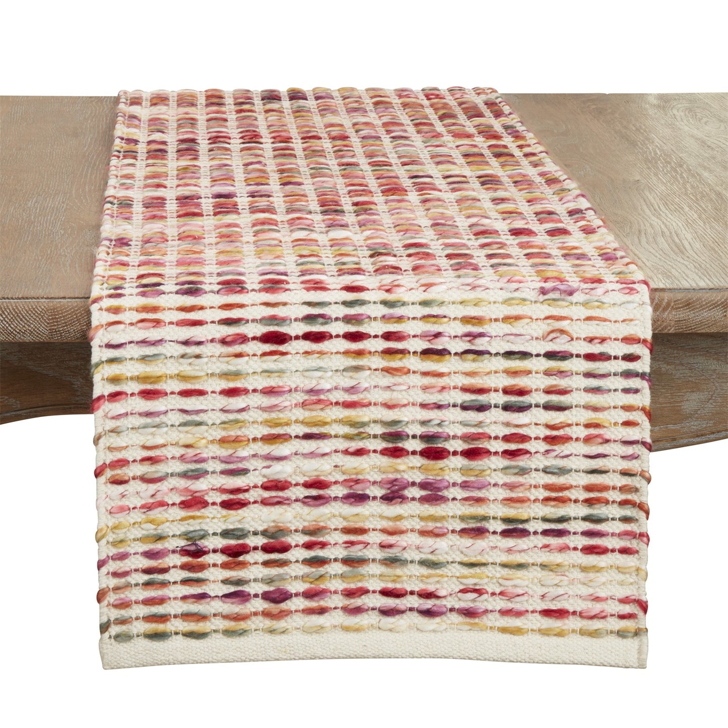 Everyday / All Season Multi Rainbow Woven Stripe Table Runner, cotton - acrylic