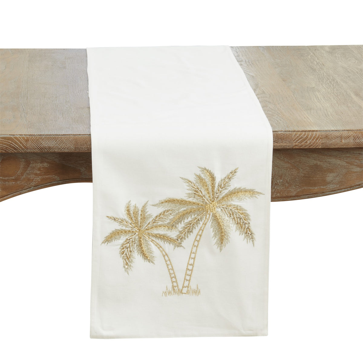 Everyday / All Season Gold Palm Trees Table Runner, 100% cotton (exclusive of decoration)