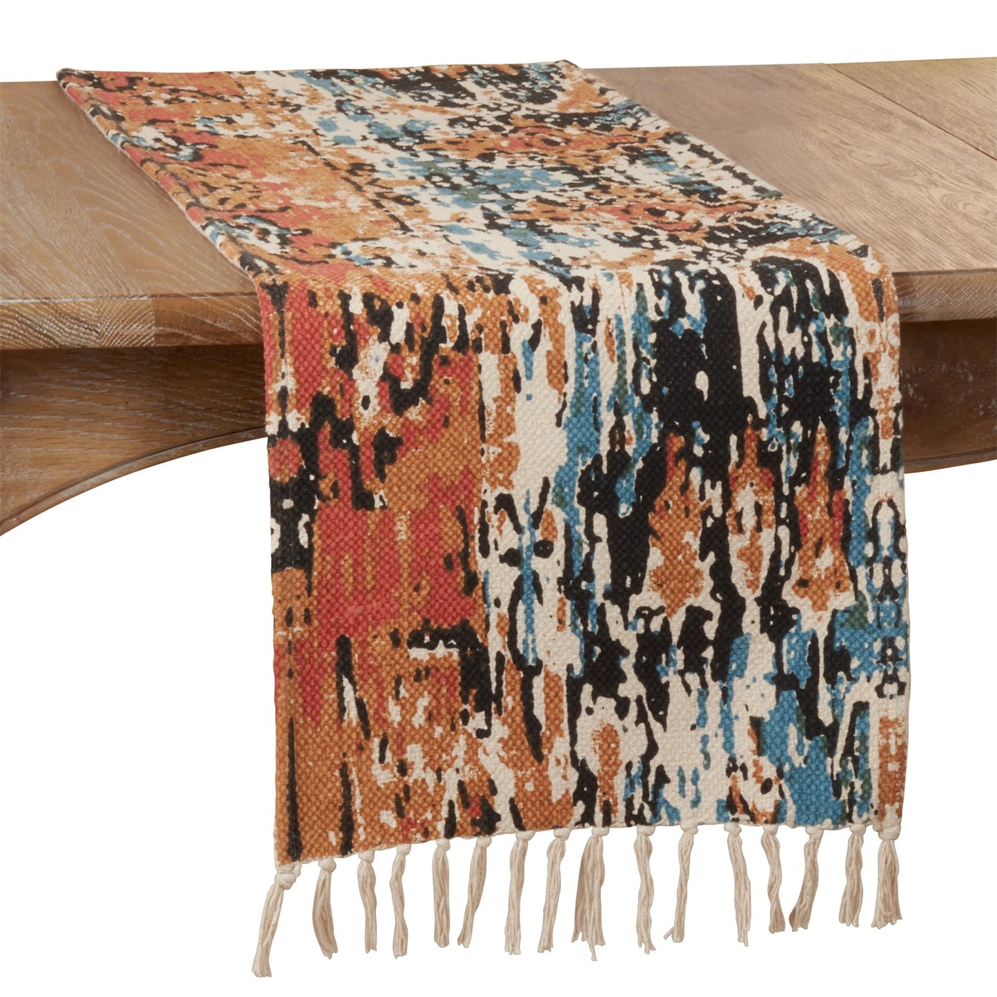 Everyday / All Season Rust Distressed Rug Table Runner, 100% cotton