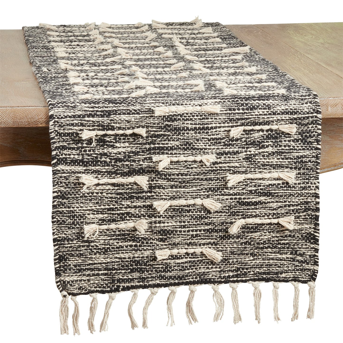 Everyday / All Season Black Dashed Stitch Table Runner, 100% cotton