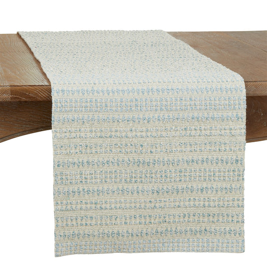 Everyday / All Season Aqua Blue Woven Table Runner, 70% cotton - 30% polyester