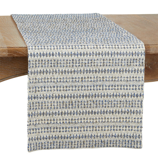 Everyday / All Season Blue Woven Table Runner, 70% cotton - 30% polyester