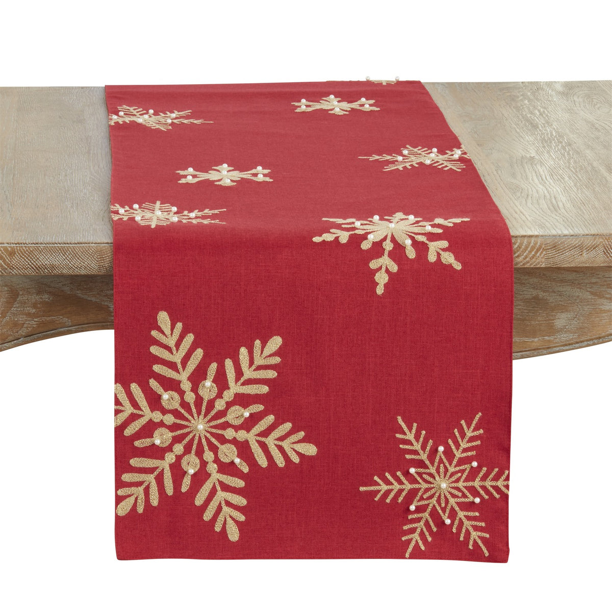 Christmas Red Snowflakes Table Runner, 100% Polyester