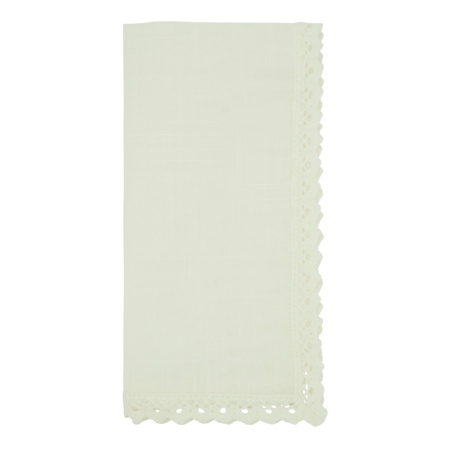 White Lace Border Napkins 100% polyester, 20 Inch Square (4 pcs.)