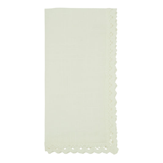 White Lace Border Napkins 100% polyester, 20 Inch Square (4 pcs.)