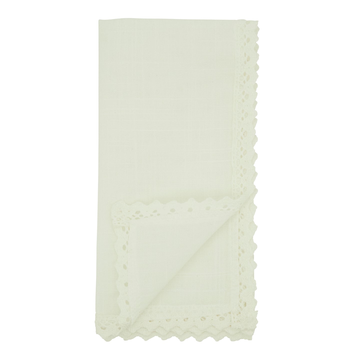 White Lace Border Napkins 100% polyester, 20 Inch Square (4 pcs.)