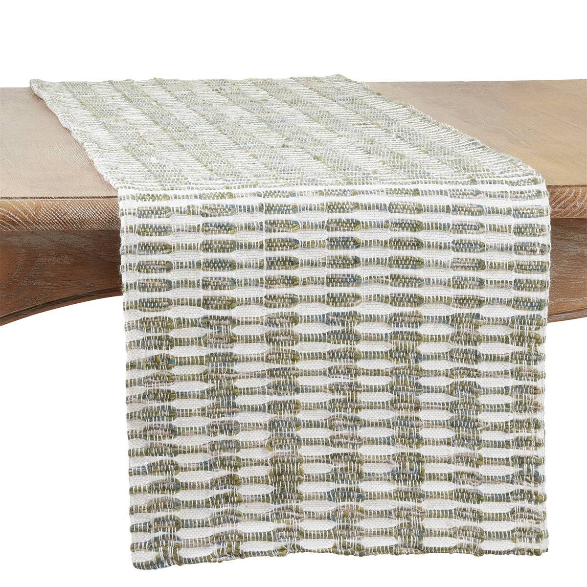 Everyday / All Season Green Woven Line Table Runner, 60% acrylic - 40 % cotton