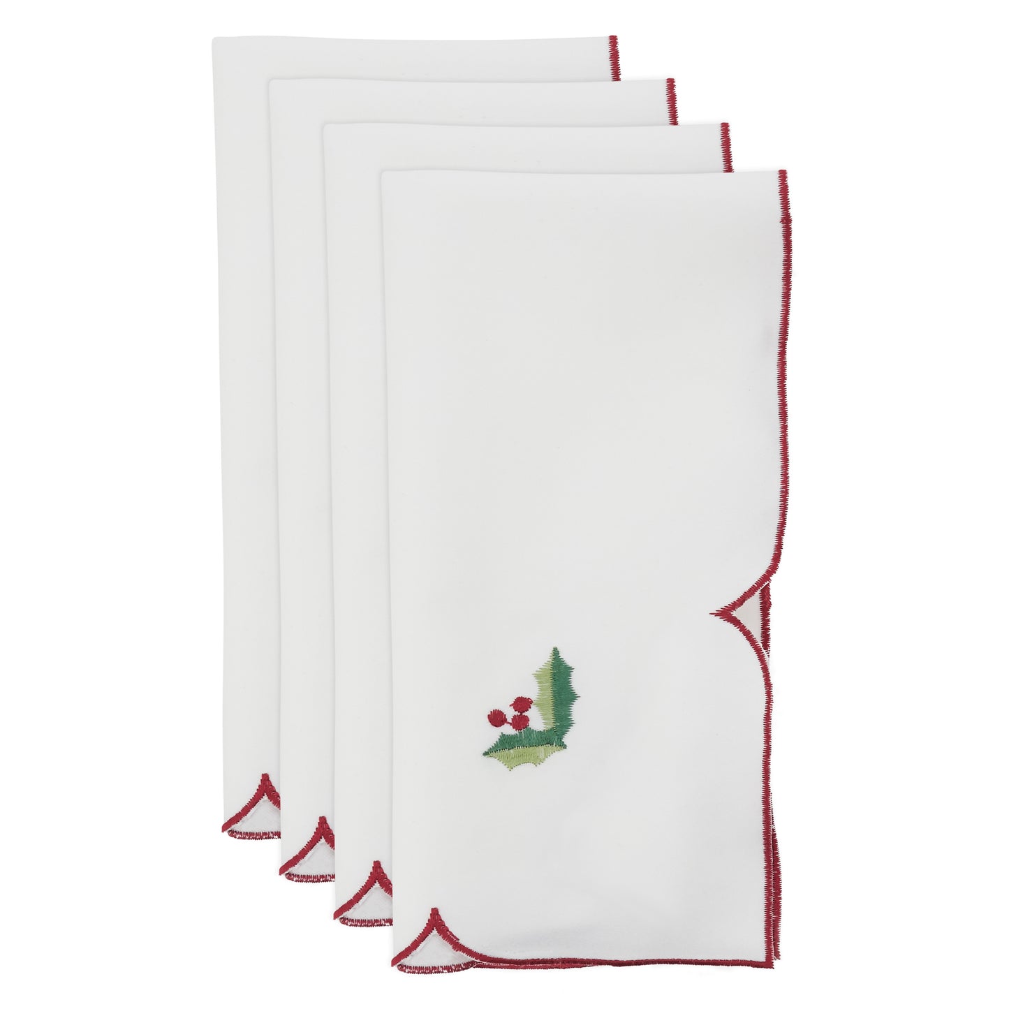Ivory Embroidered Christmas Napkins 100% polyester, 20 Inch Square (4 pcs.)