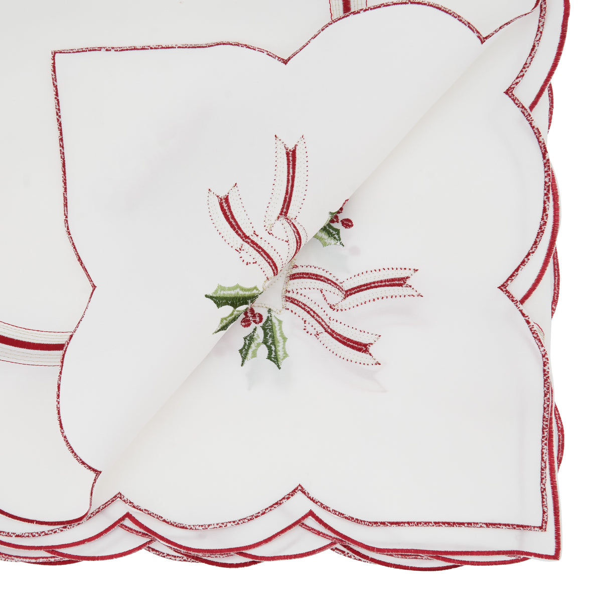 Ivory White Embroidered Christmas Tablecloth  100% polyester