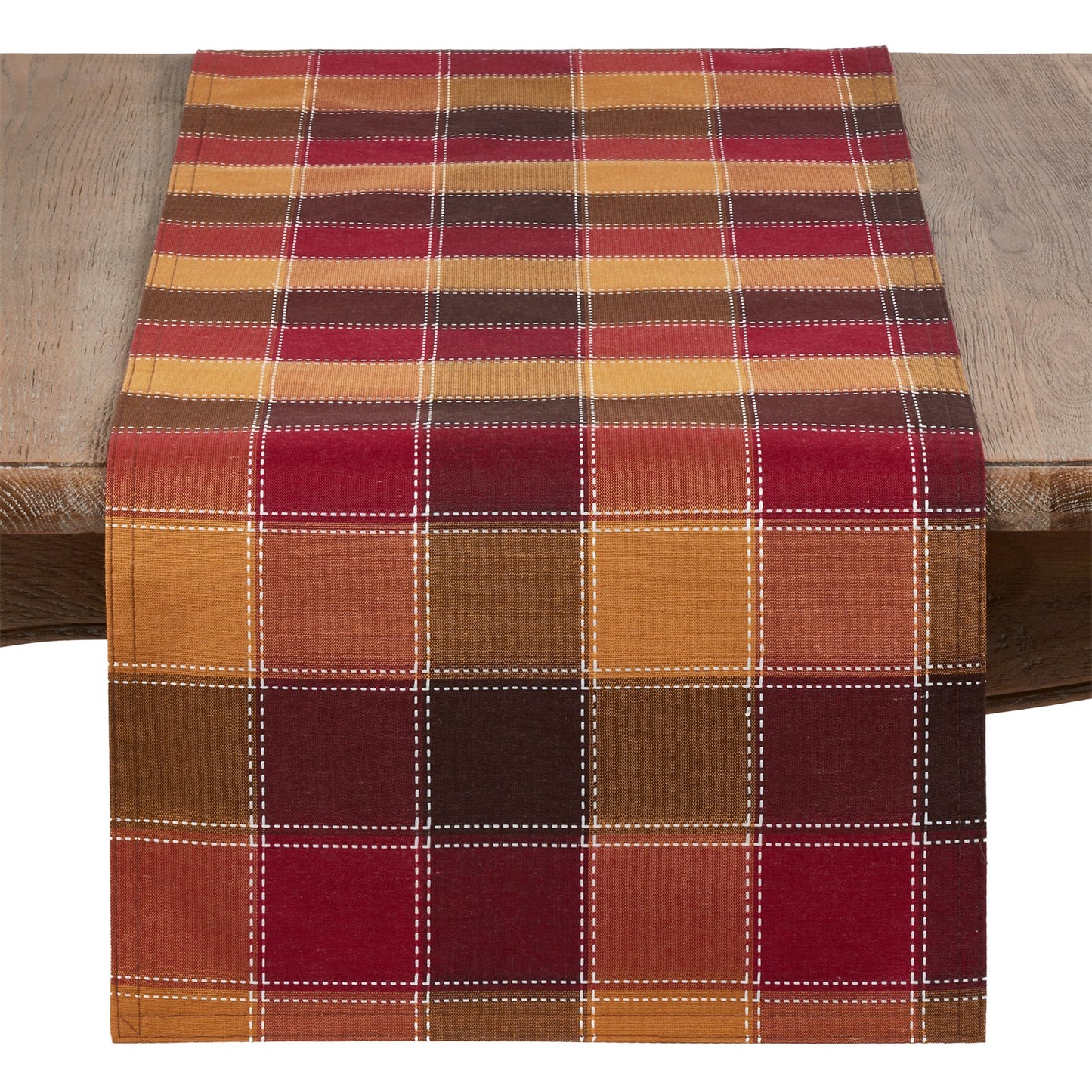 Everyday / All Season Multi Stitched Plaid Table Runner, 55% cotton - 45% polyester