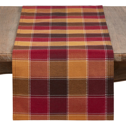 Everyday / All Season Multi Stitched Plaid Table Runner, 55% cotton - 45% polyester