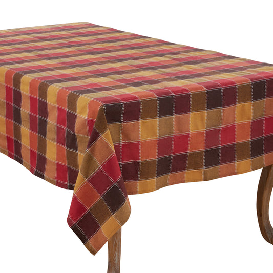 Multi  Stitched Plaid Tablecloth  55% cotton - 45% polyester