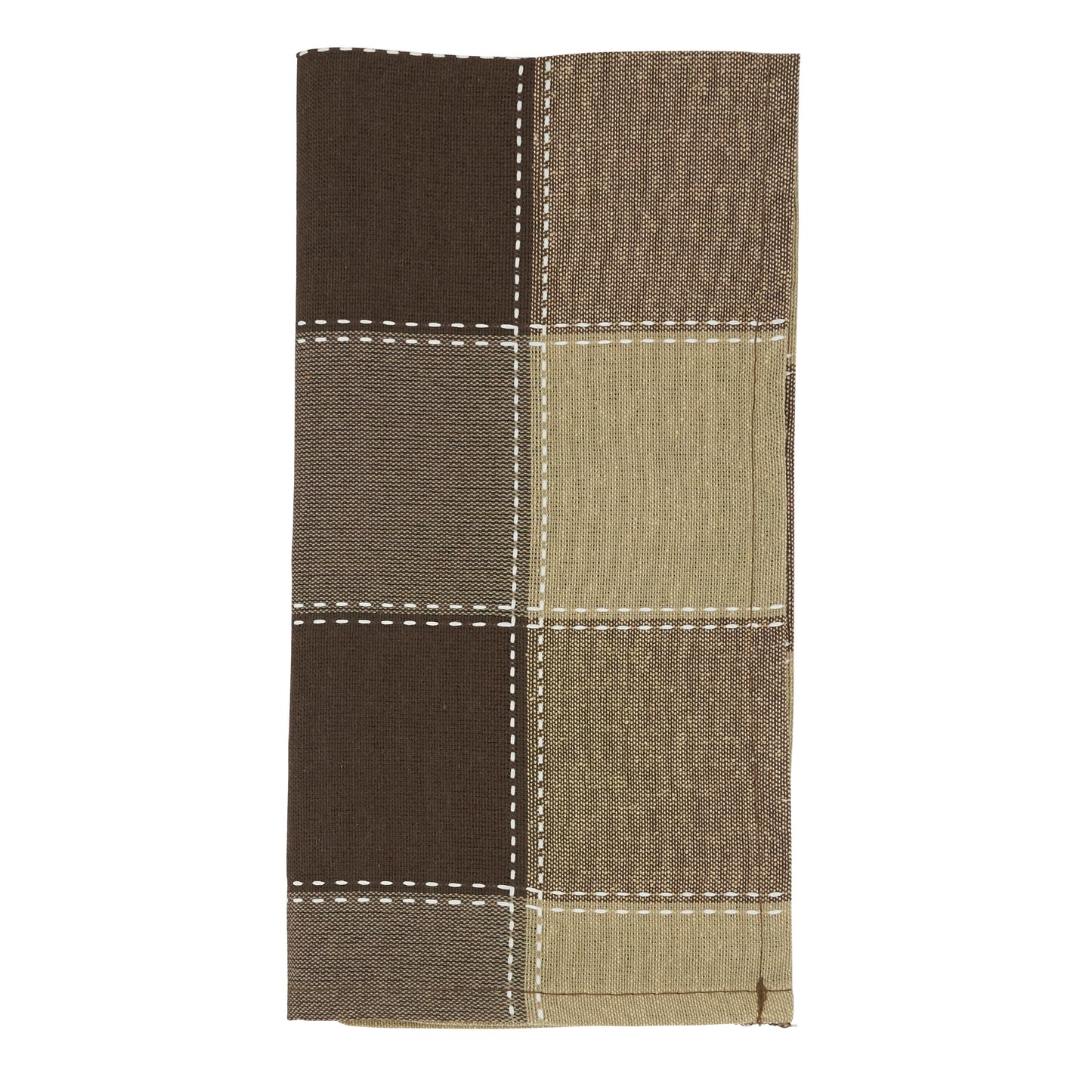Mocha Stitched Plaid Napkins 55% cotton - 45% polyester, 20 Inch Square (4 pcs.)