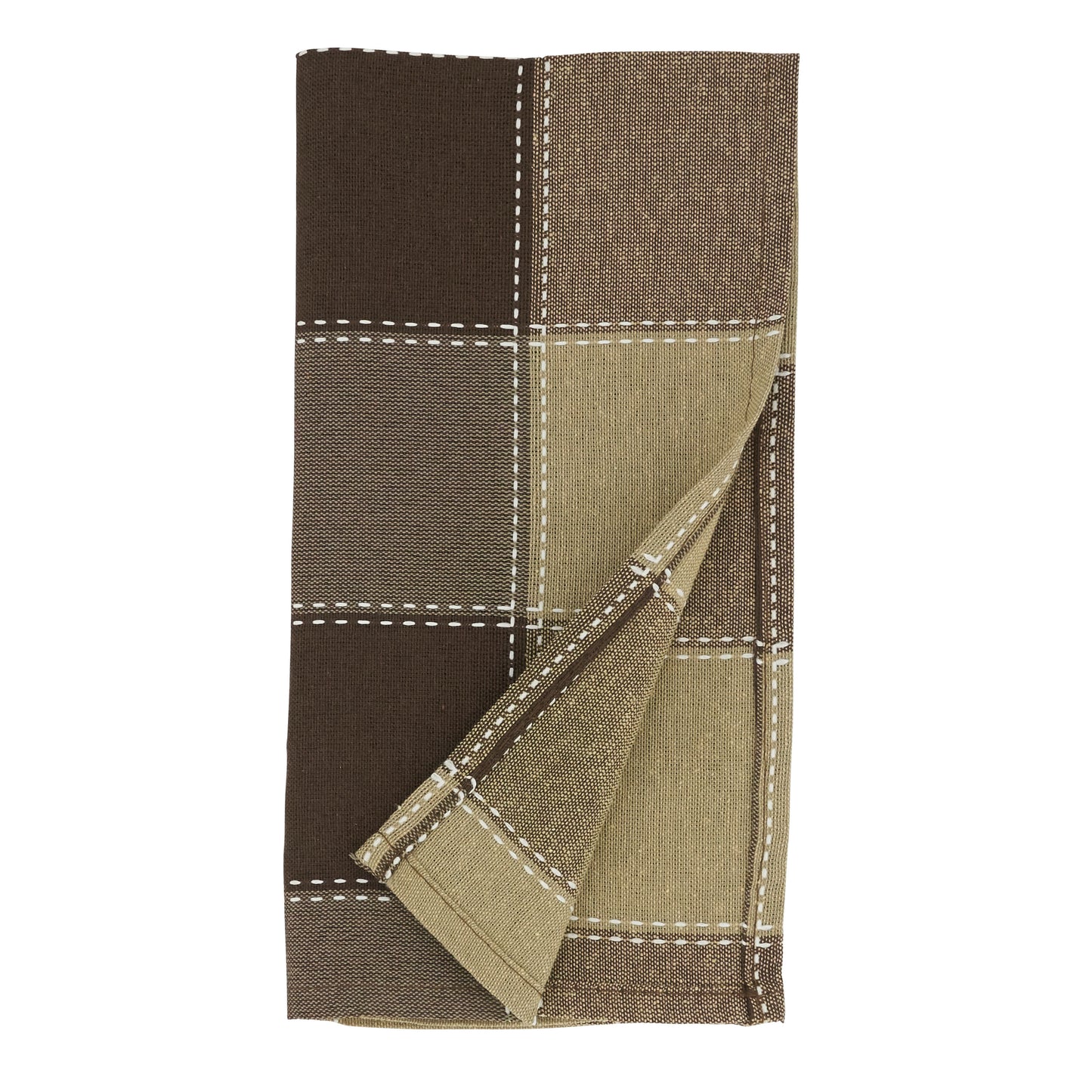 Mocha Stitched Plaid Napkins 55% cotton - 45% polyester, 20 Inch Square (4 pcs.)