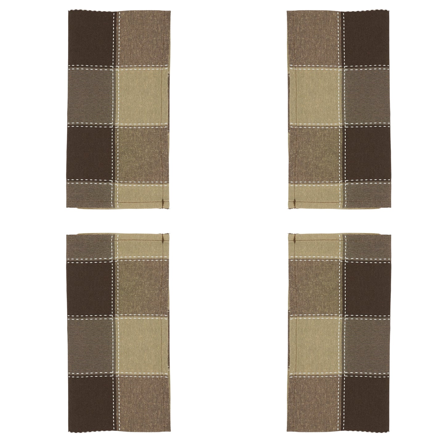 Mocha Stitched Plaid Napkins 55% cotton - 45% polyester, 20 Inch Square (4 pcs.)