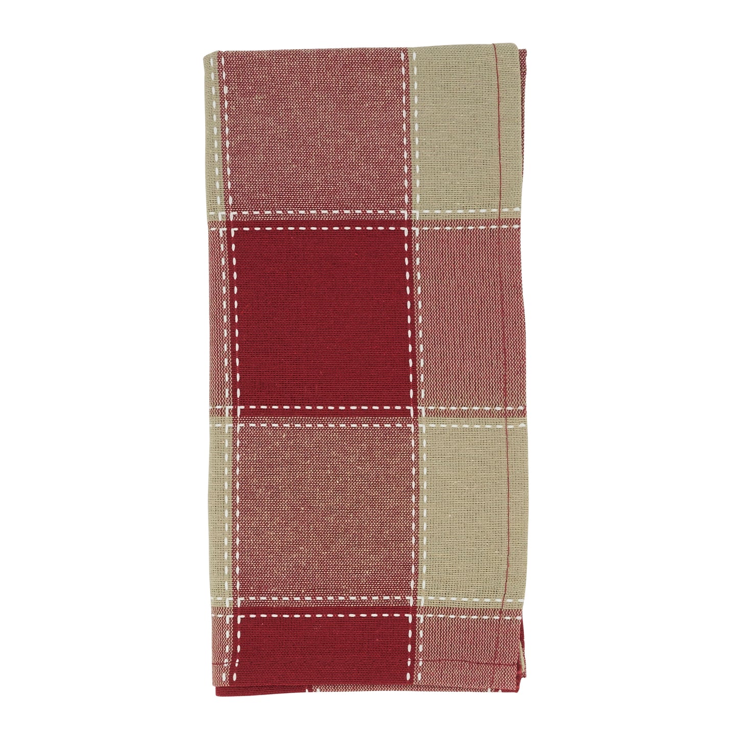 Red Stitched Plaid Napkins 55% cotton - 45% polyester, 20 Inch Square (4 pcs.)