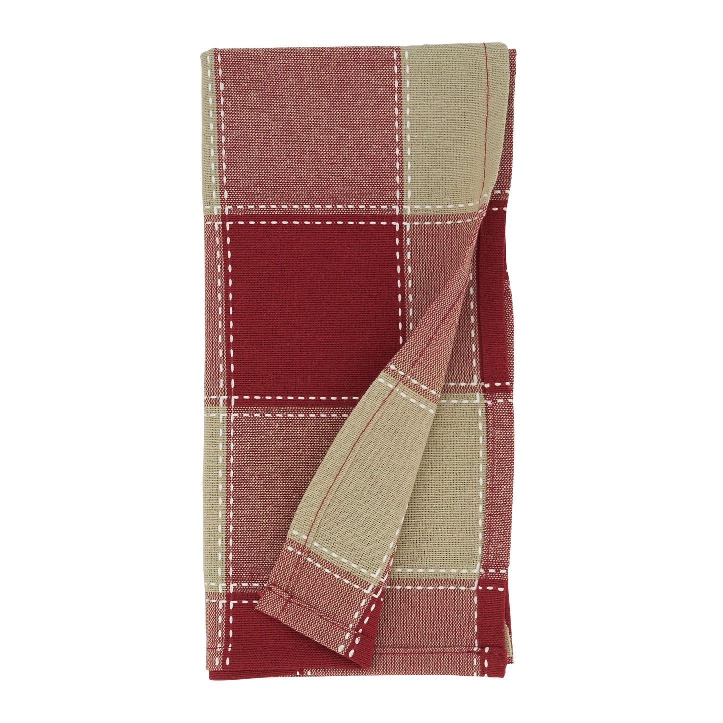 Red Stitched Plaid Napkins 55% cotton - 45% polyester, 20 Inch Square (4 pcs.)
