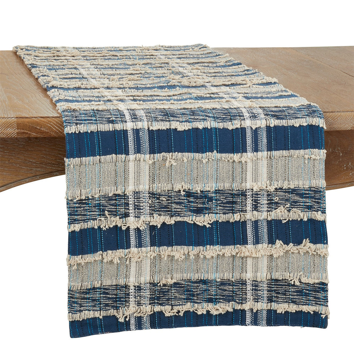 Everyday / All Season Blue Striped Woven Table Runner, 100% cotton