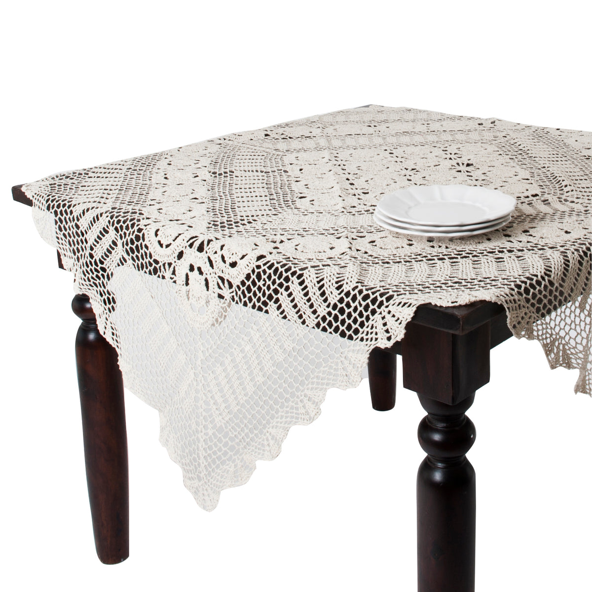 Ecru Beige  Crochet Lace Topper  100% COTTON CROCHET