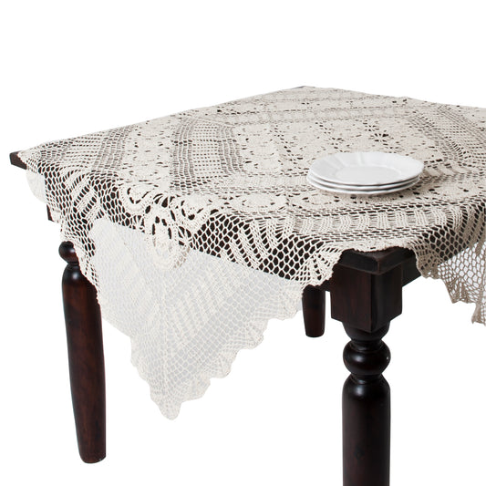 Ecru Beige  Crochet Lace Topper  100% COTTON CROCHET