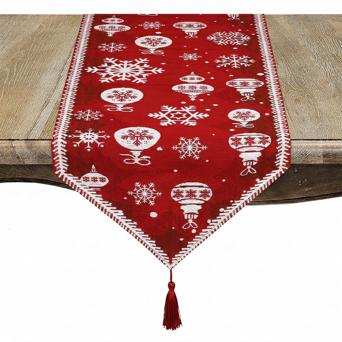 Christmas Red Ornaments Table Runner, 100% polyester