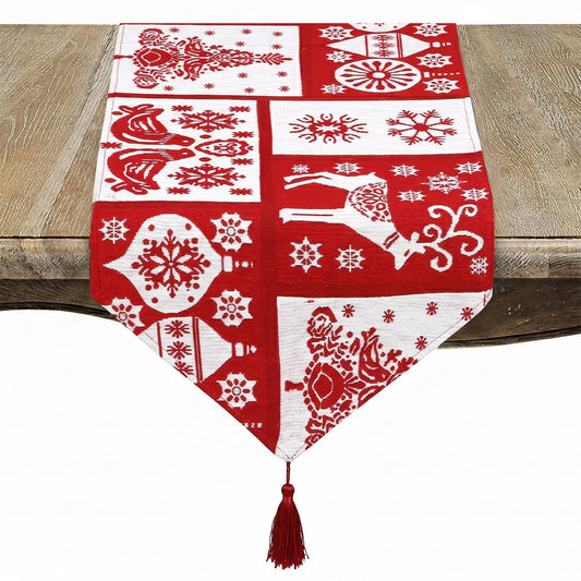 Christmas Red Christmas Pattern Table Runner, 100% polyester