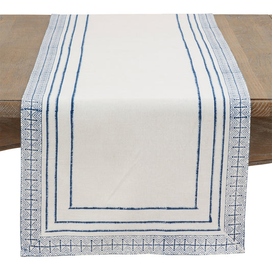 Everyday / All Season Indigo Blue Hand Block Print Table Runner, 100% cotton