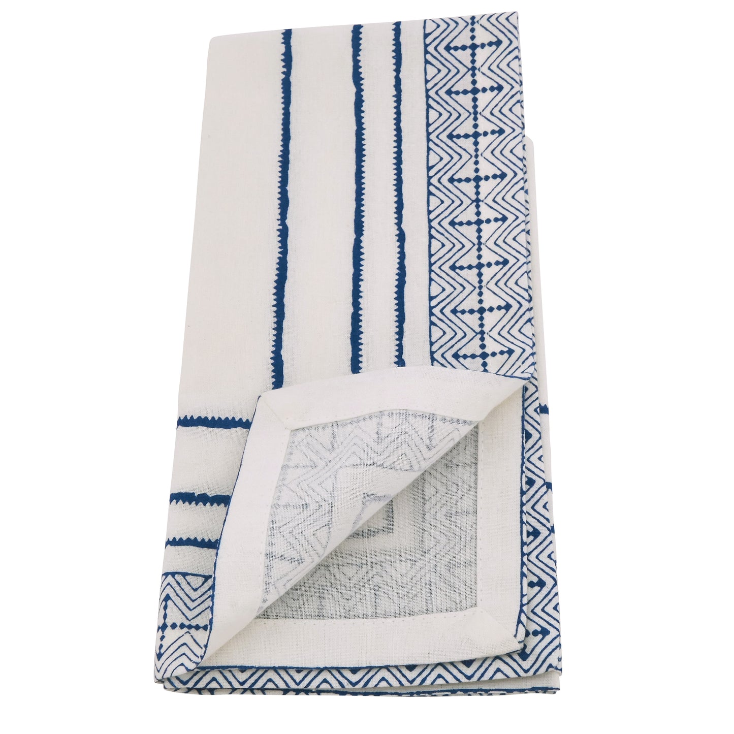 Indigo Blue Hand Block Print Napkins 100% cotton, 20 Inch Square (4 pcs.)