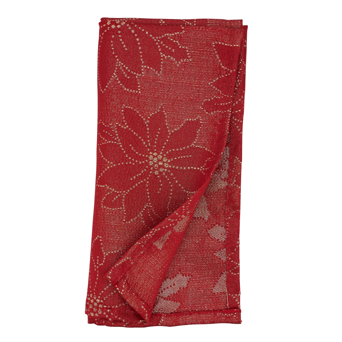 Red Poinsettia Napkins 100% polyester, 20 Inch Square (12 pcs.)