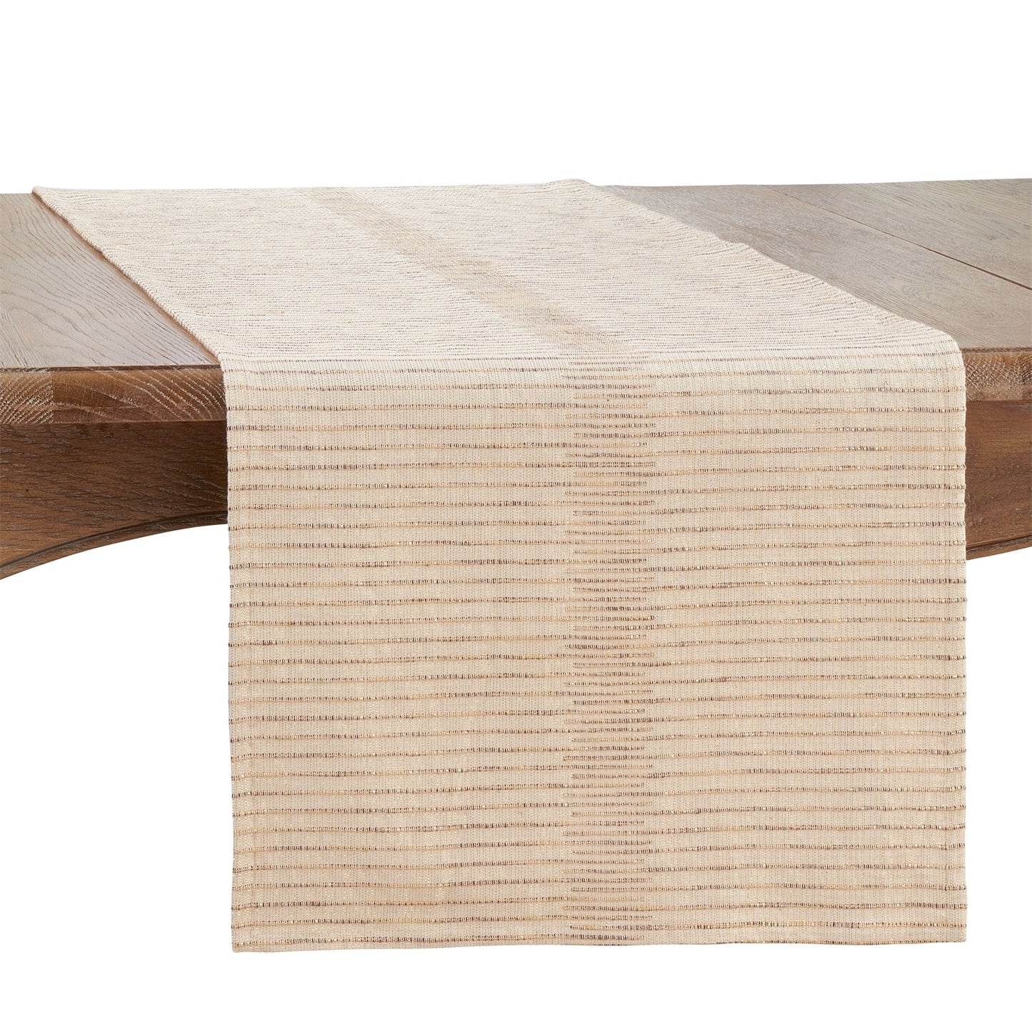 Everyday / All Season Natural Beige Shimmering Striped Table Runner, 100% cotton